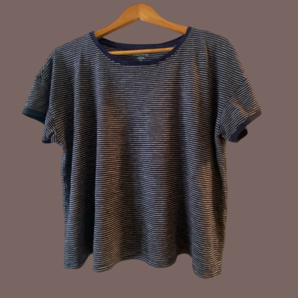 Eileen Fisher Striped Box Hemp Organic Cotton Tee